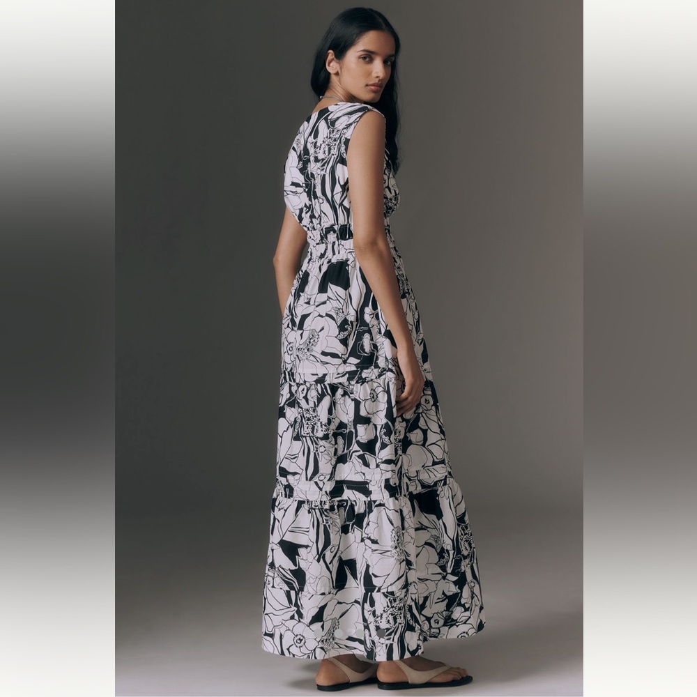 NWT Anthropologie Somerset Sleeveless Maxi Dress, XL, Black and White Floral - Picture 2 of 4